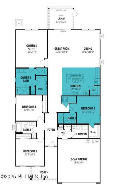 2D floor plan layout of this home in Lakes at Bella Lago, Green Cove Springs, FL (Image 3).