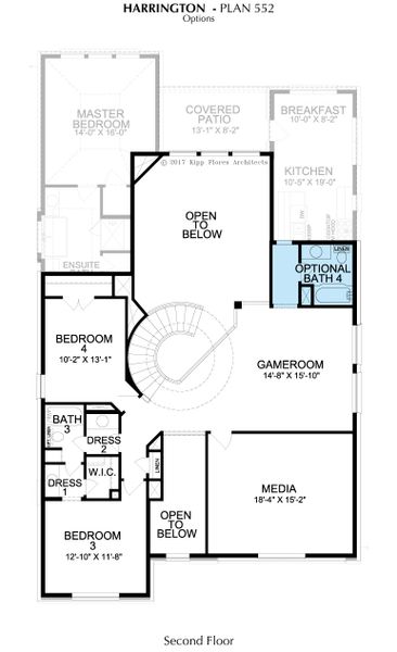 2D floor plan layout for the Harrington by Landon Homes in Lexington Frisco, Frisco, TX (Image 5).