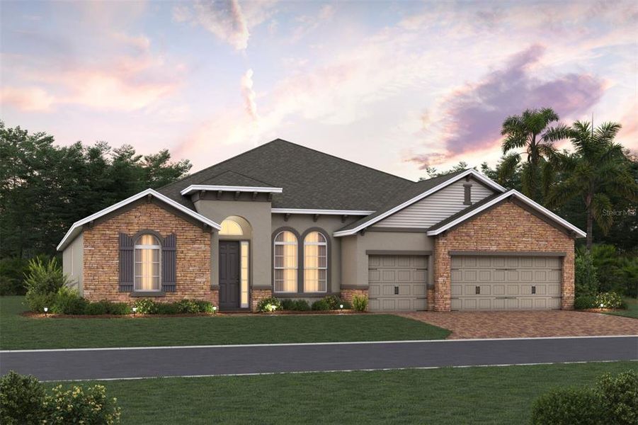 Front exterior of a new home in Willow Run, Apopka, FL, highlighting curb appeal (Image 1). Front exterior of a new home in Willow Run, Apopka, FL, highlighting curb appeal (Image 1).