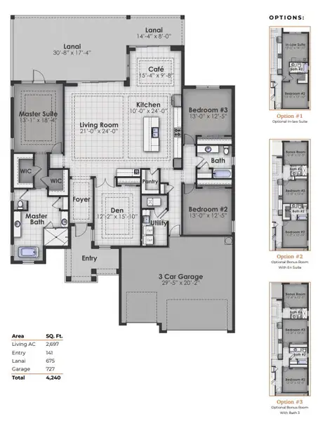 2D floor plan layout for the Destin by Sam Rodgers Homes in Gran Place, Venice, FL (Image 5).