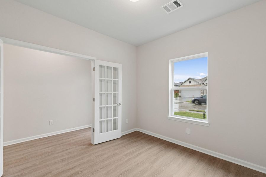 The Oakshire II- Study with French Doors. Sample image for illustration; upgrades, options, and colors may vary. The Oakshire II- Study with French Doors. Sample image for illustration; upgrades, options, and colors may vary.