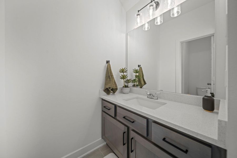 This vanity is right off the secondary bedroom upstairs as part of a jack and Jill set up. This vanity is right off the secondary bedroom upstairs as part of a jack and Jill set up.