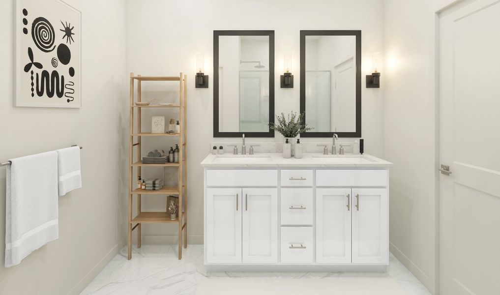 Primary Bath with freestanding vanity