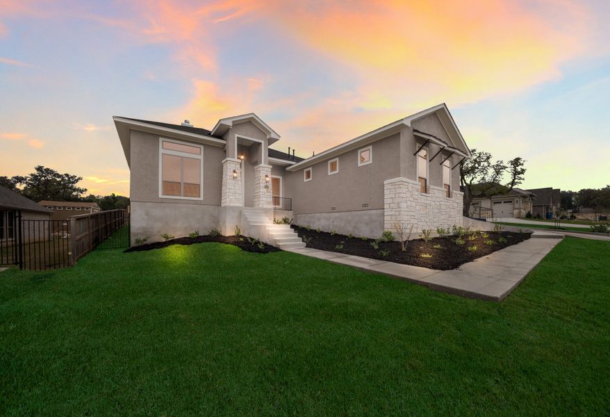 Representative exterior photo of a completed home built from the The Davinci by Whitestone Custom Homes in Johnson Ranch, Bulverde, TX (Image 2).