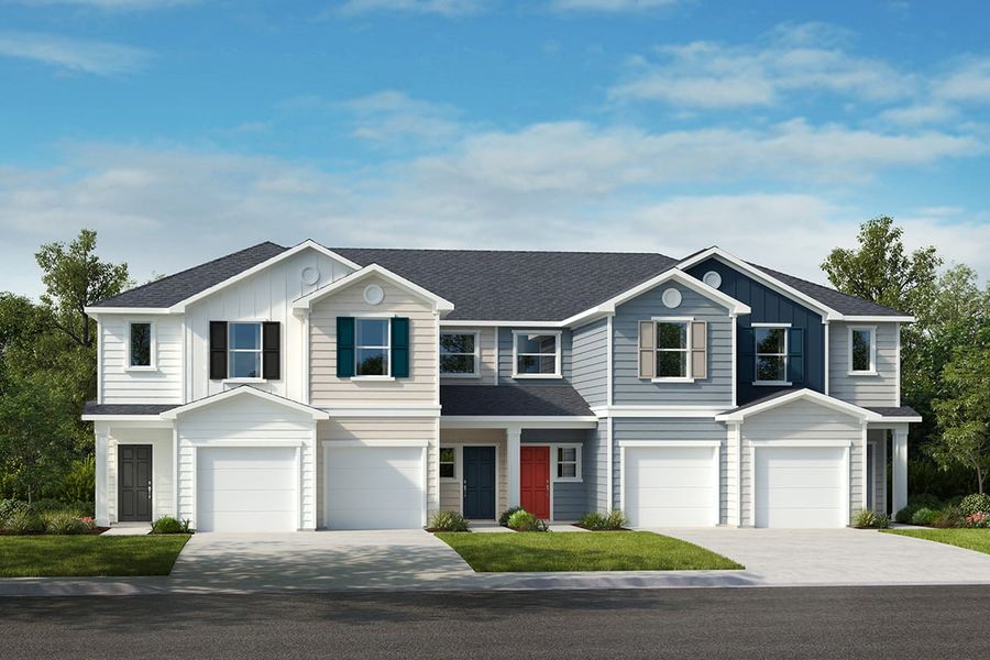 Front exterior of a new home in Aster Ridge, Durham, NC, highlighting curb appeal (Image 1). Front exterior of a new home in Aster Ridge, Durham, NC, highlighting curb appeal (Image 1).