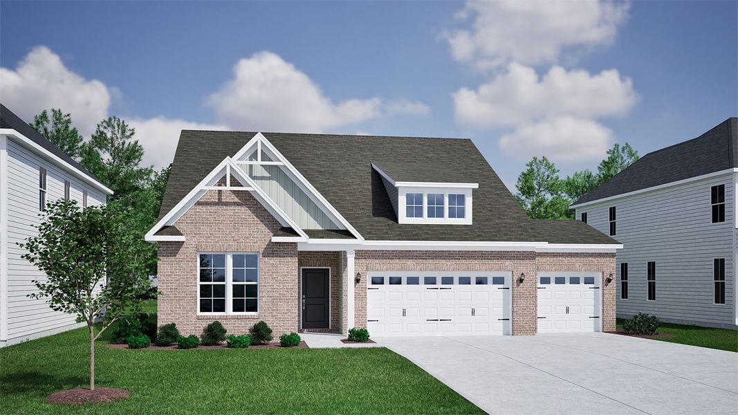 Representative exterior photo of a completed home built from the Davis - Vanguard Collection by Mungo Homes in Ovation at Sweetbrier, Durham, NC (Image 14).