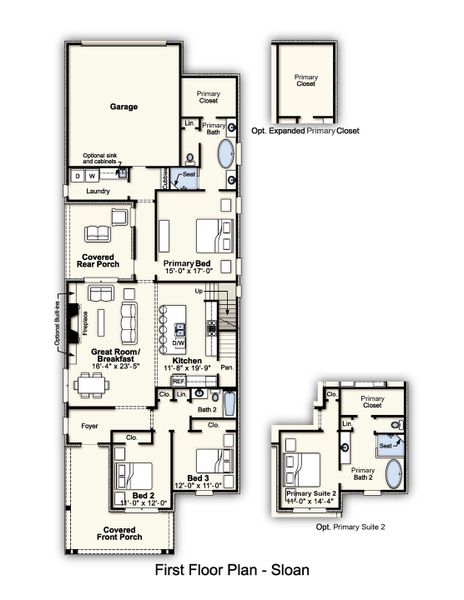 2D floor plan layout for the Sloan by Grant & Co in Twin Oaks, Oakland, TN (Image 3).