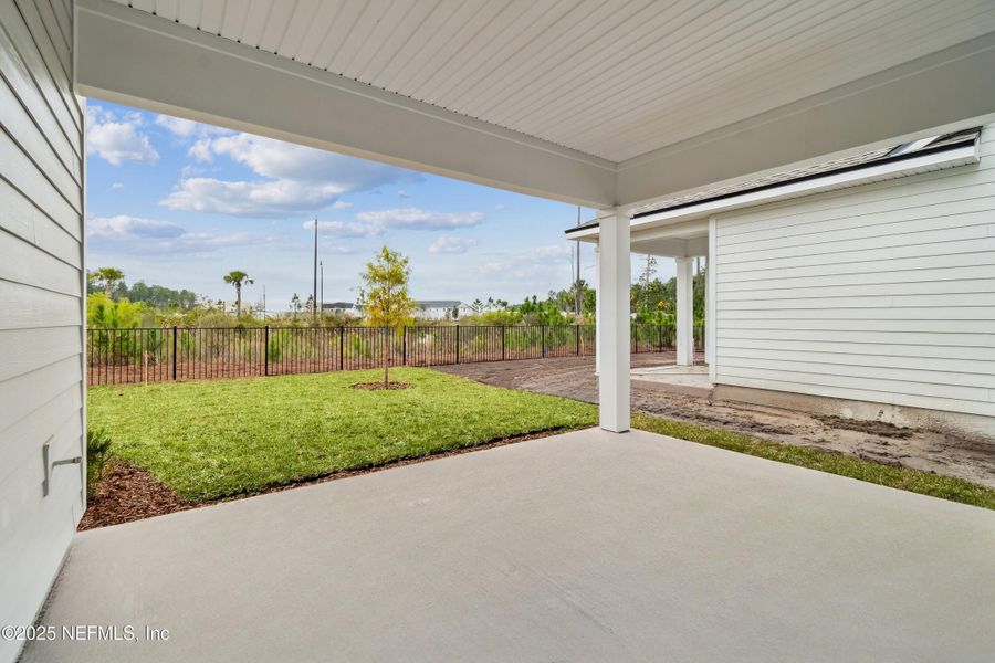 Exterior details and patio area of a home in Evergreen Island at Silverleaf - Classic, St. Augustine (Image 16).