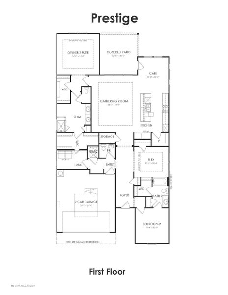2D floor plan layout for the Prestige by Del Webb in Del Webb Fulshear, Fulshear, TX (Image 3).
