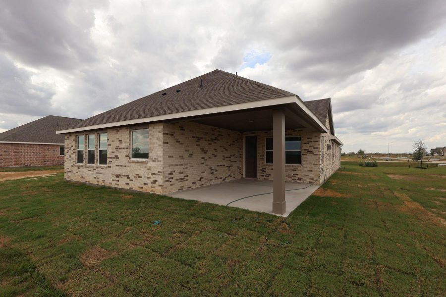 Covered patio in backyard