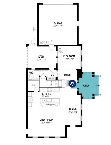 2D floor plan layout for the Hilton Head by Mattamy Homes in Celebration - Island Village, Celebration, FL (Image 4). 2D floor plan layout for the Hilton Head by Mattamy Homes in Celebration - Island Village, Celebration, FL (Image 4).