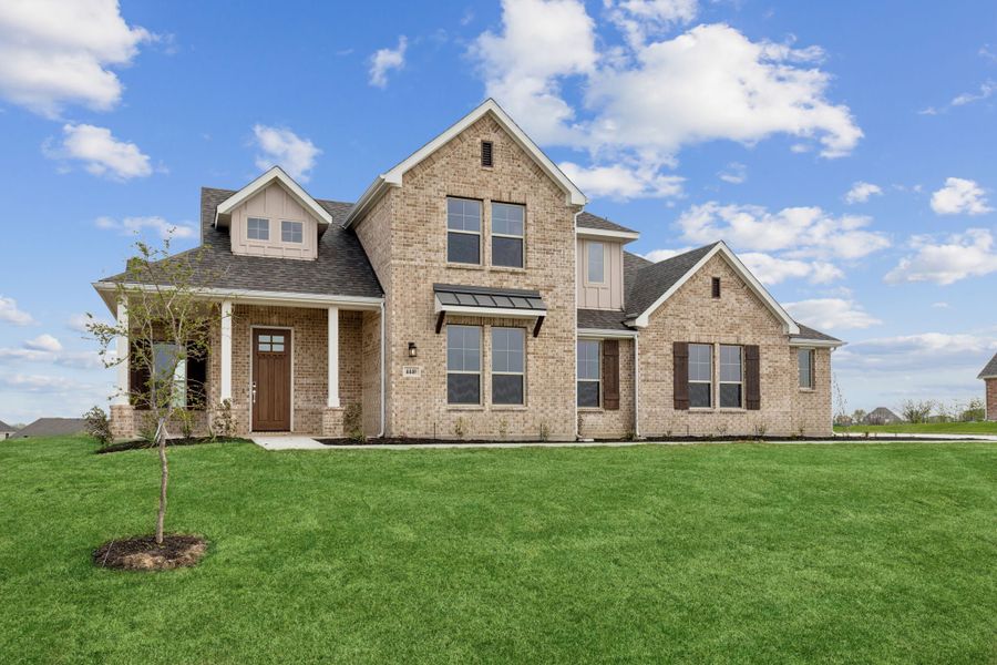 Representative exterior photo of a completed home built from the Yukon by Centre Living Homes in Ellis Ranch Estates, Waxahachie, TX (Image 2). Representative exterior photo of a completed home built from the Yukon by Centre Living Homes in Ellis Ranch Estates, Waxahachie, TX (Image 2).