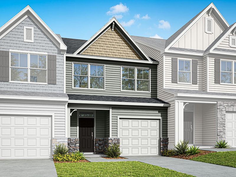 Front exterior of a new home in CraigStone, Woodruff, SC, highlighting curb appeal (Image 1). Front exterior of a new home in CraigStone, Woodruff, SC, highlighting curb appeal (Image 1).