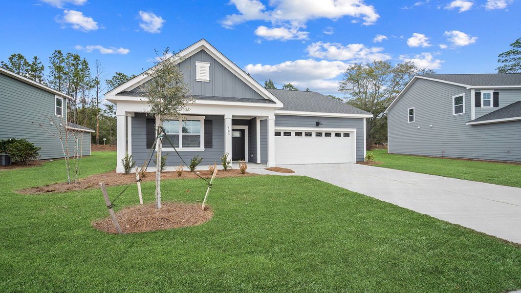 Front exterior of a new home in Laurel Grove, Guyton, GA, highlighting curb appeal (Image 2).