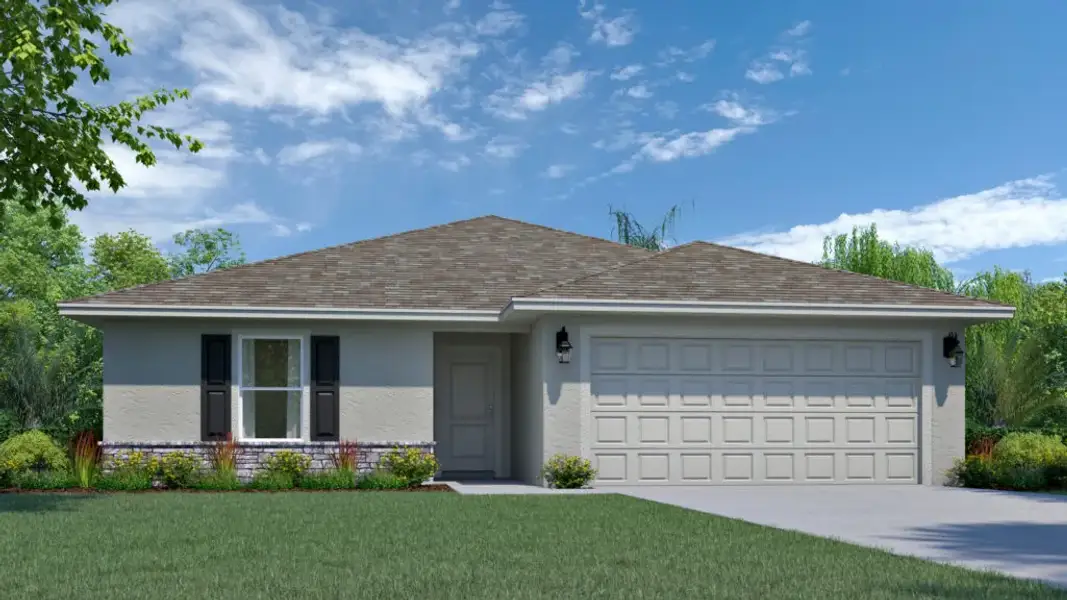 Representative exterior photo of a completed home built from the Harmony by Holiday Builders in Port Charlotte, Port Charlotte, FL (Image 2). Representative exterior photo of a completed home built from the Harmony by Holiday Builders in Port Charlotte, Port Charlotte, FL (Image 2).