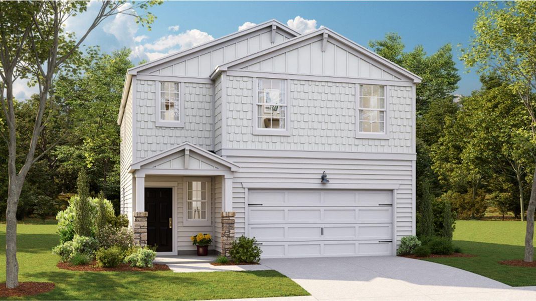 Front exterior of a new home in Lindera Preserve at Cane Bay Plantation: American Dream Series, Summerville, SC, highlighting curb appeal (Image 1). Front exterior of a new home in Lindera Preserve at Cane Bay Plantation: American Dream Series, Summerville, SC, highlighting curb appeal (Image 1).