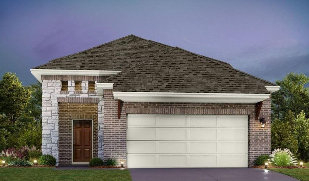 Front exterior of a new home in The Homestead at Lariat, Liberty Hill, TX, highlighting curb appeal (Image 12). Front exterior of a new home in The Homestead at Lariat, Liberty Hill, TX, highlighting curb appeal (Image 12).