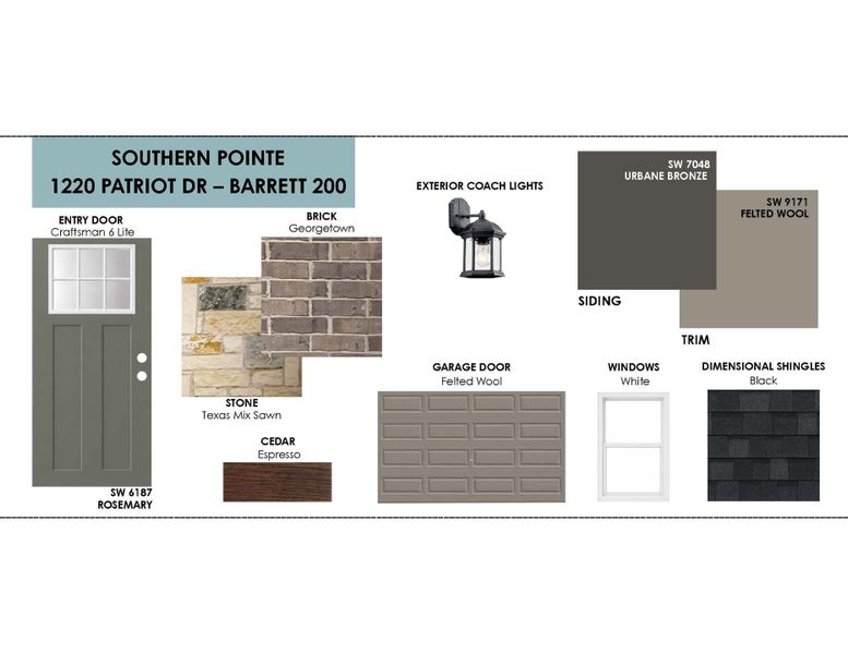 Sample of building materials used in homes in Southern Pointe, College Station (Image 11).
