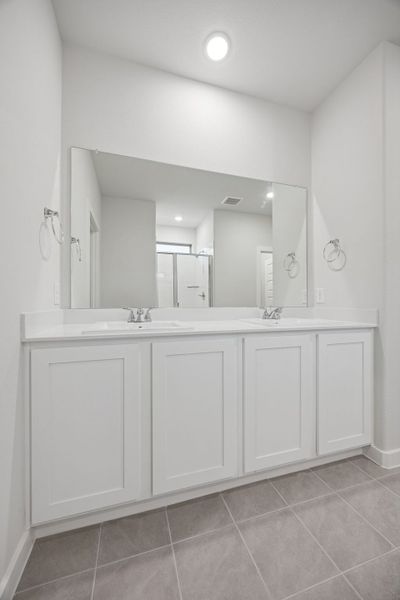 Primary Bathroom in the Oak II home plan by Trophy Signature Homes – REPRESENTATIVE PHOTO