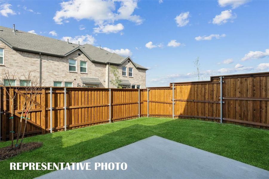 Our Baycliff plan features your own, fenced outdoor space!  REPRESENTATIVE PHOTO