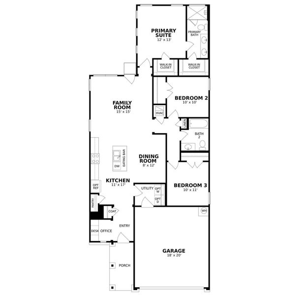 2D floor plan layout of this home in Traditional Homes at Easton Park, Austin, TX (Image 3).
