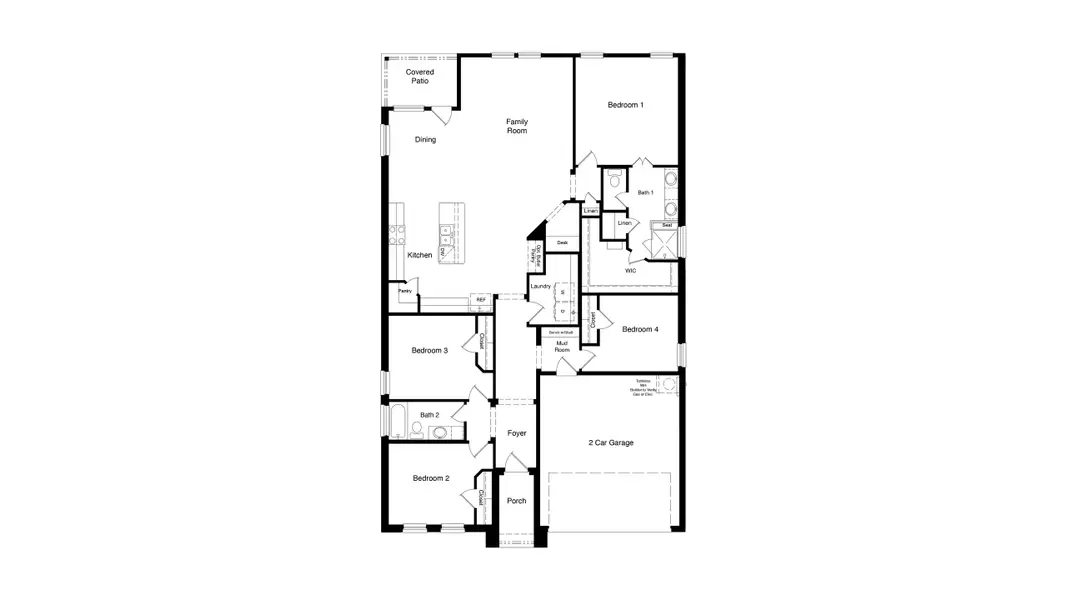 2D floor plan layout of this home in Lakeview Pointe, Grand Prairie, TX (Image 4).
