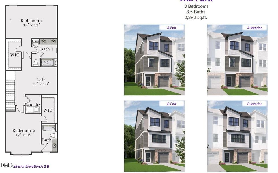 2D floor plan layout of this home in Page Townes, Morrisville, NC (Image 3).