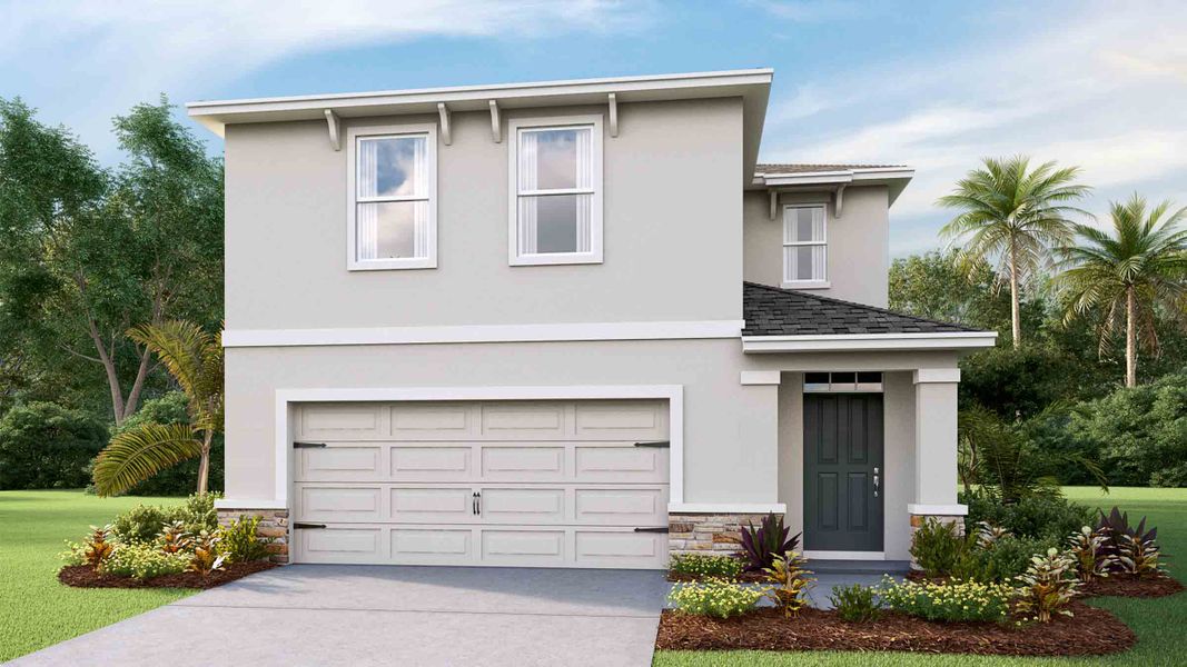 Representative exterior photo of a completed home built from the Elston II by D.R. Horton in Farm at Varrea, Plant City, FL (Image 2).