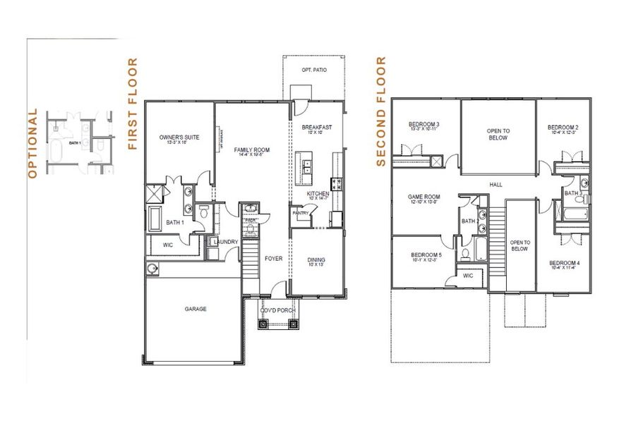 2D floor plan layout for the Lennox 2575 S by Saratoga Homes in Morningstar, Georgetown, TX (Image 2). 2D floor plan layout for the Lennox 2575 S by Saratoga Homes in Morningstar, Georgetown, TX (Image 2).