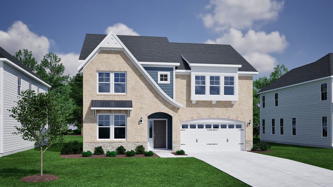 Representative exterior photo of a completed home built from the Edisto - Vanguard Collection by Mungo Homes in Lilah Grove, Summerfield, NC (Image 24).