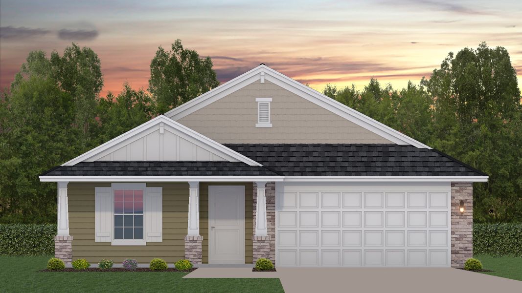 Representative exterior photo of a completed home built from the 1512 by Adams Homes in Winding Oaks, Weeki Wachee, FL (Image 20). Representative exterior photo of a completed home built from the 1512 by Adams Homes in Winding Oaks, Weeki Wachee, FL (Image 20).