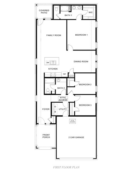 2D floor plan layout for the Orion by D.R. Horton in Windchime, Celina, TX (Image 3).