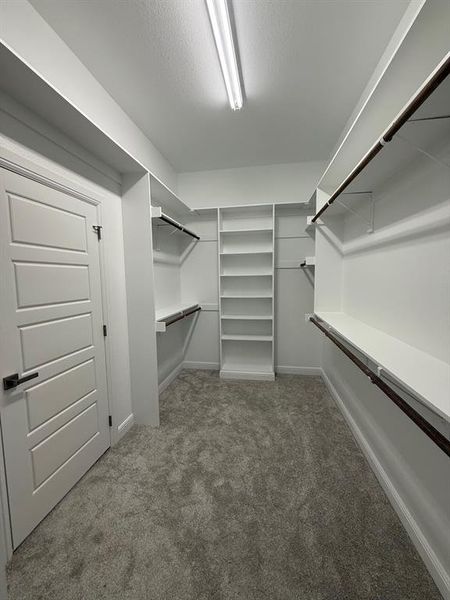 Huge walk in closet with 2 shoe box shelves