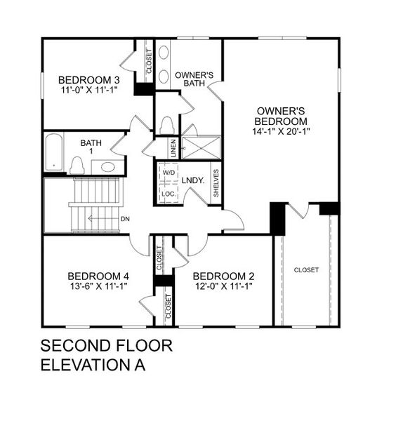 2D floor plan layout for the Columbia by Ryan Homes in Brookshire Estates, Sanford, NC (Image 3).
