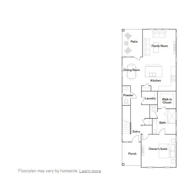 2D floor plan layout of this home in Heron's Walk at Summers Corner: Row Collection, Summerville, SC (Image 2).