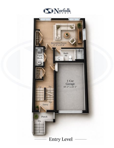 2D floor plan layout of this home in Bristol Ridge Townhomes, Ann Arbor, MI (Image 4).