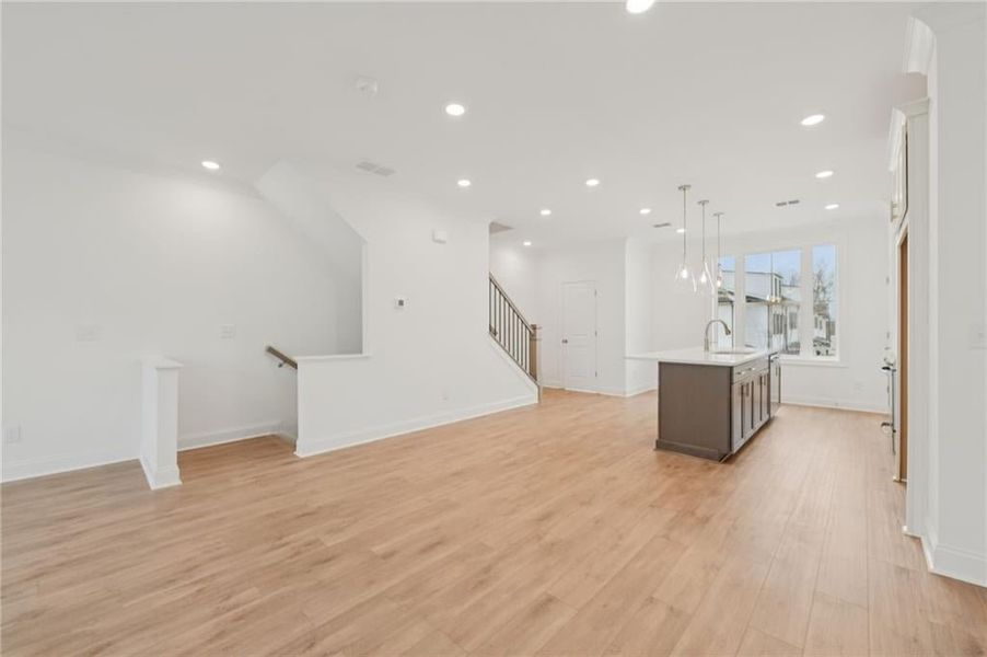 Light colored flooring - open floor plan