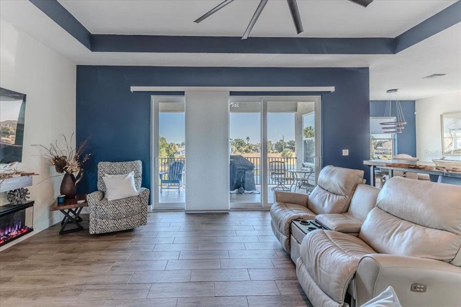 Living Area with 10 ft Trey Ceiling