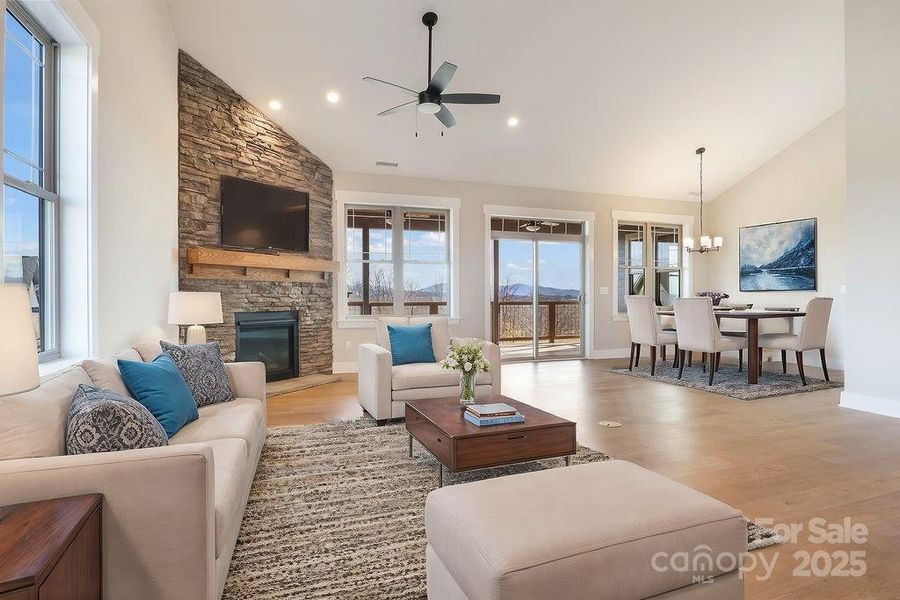 Great Room & Dining (virtually staged)