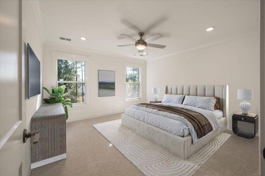 Furnished interior view inside a new home in The Bluffs at Pinefield Townhomes, Charleston (Image 12). Furnished interior view inside a new home in The Bluffs at Pinefield Townhomes, Charleston (Image 12).