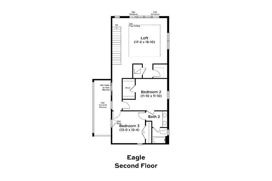 2D floor plan layout for the Eagle by DRB Homes in Biscayne Landing at Seaire, Parrish, FL (Image 5).