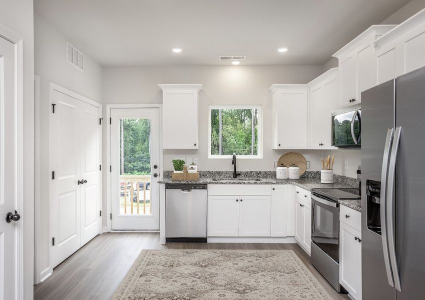 The kitchen has brand-new appliances
