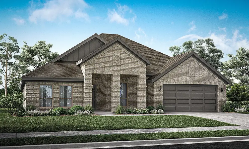 Representative exterior photo of a completed home built from the Walden II by Impression Homes in Mountain Valley Lake, Burleson, TX (Image 5). Representative exterior photo of a completed home built from the Walden II by Impression Homes in Mountain Valley Lake, Burleson, TX (Image 5).