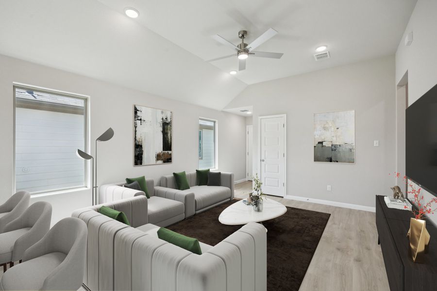 Living Room in the Pine home plan by Trophy Signature Homes - REPRESENTATIVE PHOTO