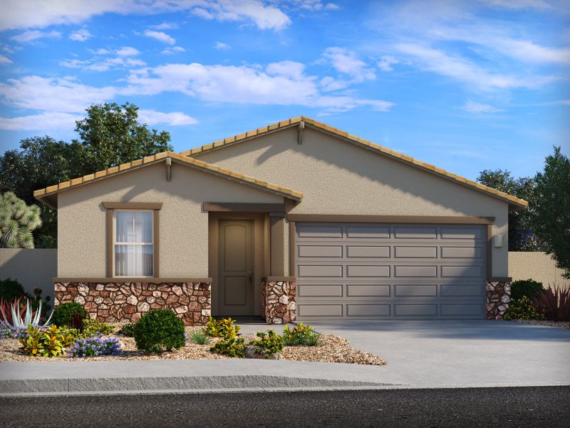 Representative exterior photo of a completed home built from the Pearl by Meritage Homes in Las Patrias at Star Valley Phase III - Premier Series, Tucson, AZ (Image 11). Representative exterior photo of a completed home built from the Pearl by Meritage Homes in Las Patrias at Star Valley Phase III - Premier Series, Tucson, AZ (Image 11).