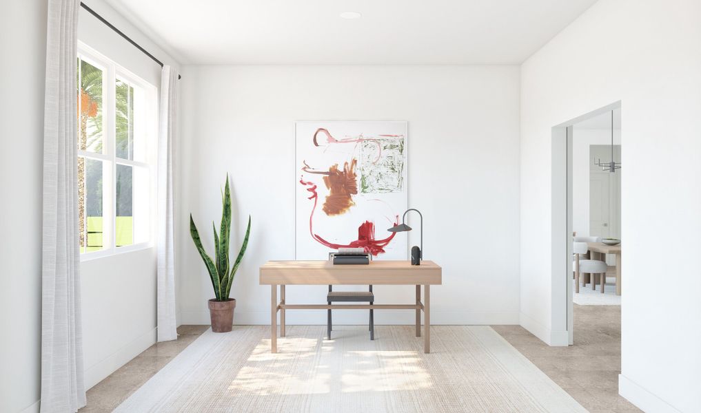 Home office with barn doors