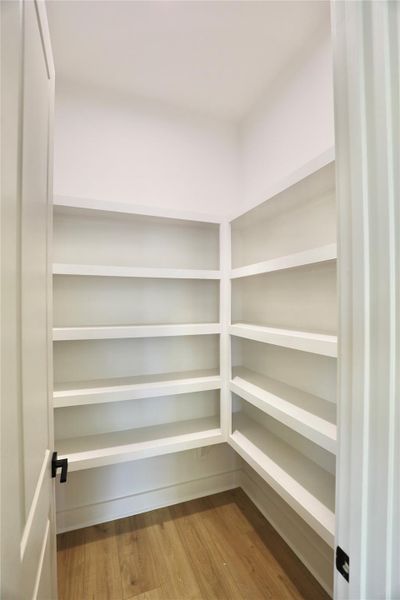 walk-in pantry, featuring built-in shelving, is conveniently located within the kitchen for optimal accessibility and storage. walk-in pantry, featuring built-in shelving, is conveniently located within the kitchen for optimal accessibility and storage.