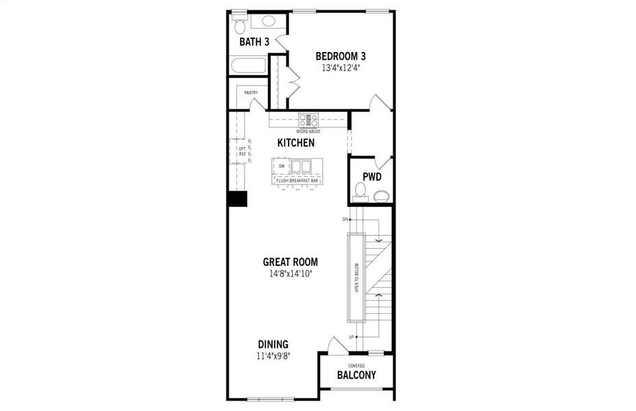 2D floor plan layout of this home in Wade Settlement Townhomes, Frisco, TX (Image 22).
