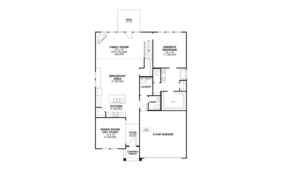 2D floor plan layout for the Whitley - Reserve Series by M/I Homes in LaPrelle, Haslet, TX (Image 3).