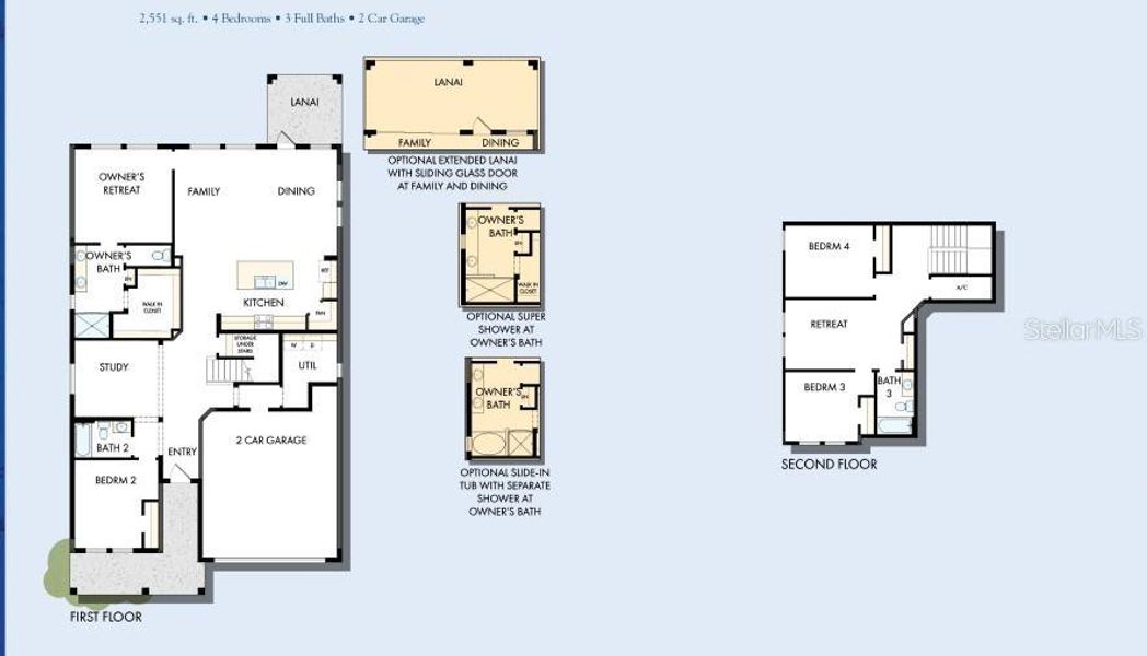 2D floor plan layout of this home in Oakfield at Mount Dora Village Series, Mount Dora, FL (Image 5).